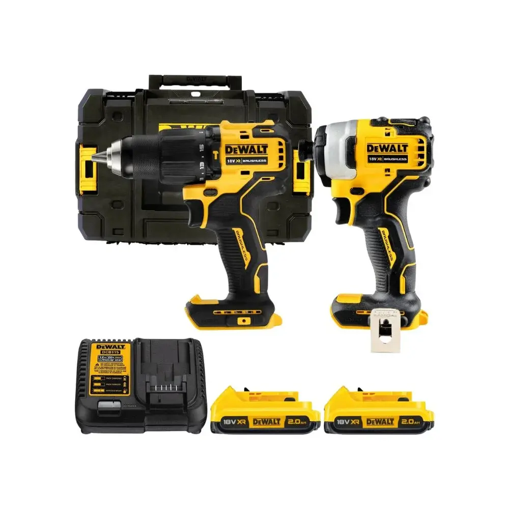 DeWALT DCK2062D2T 18V XR Brushless Twin Kit - 2x 2Ah Batteries, Charger & Tstak II Case (2).webp