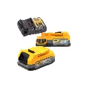 DeWALT DCK2062E2T 18V XR Brushless Twin PowerStack Kit - 2x 1.7Ah Powerstack Batteries, Charger & Tstak II Case.webp