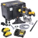 DeWALT DCW620H2 18V XR Brushless 1/2" 70mm Plunge Router Kit - 2x5.0Ah Powerstack Batteries, Charger & TSTAK VI Case