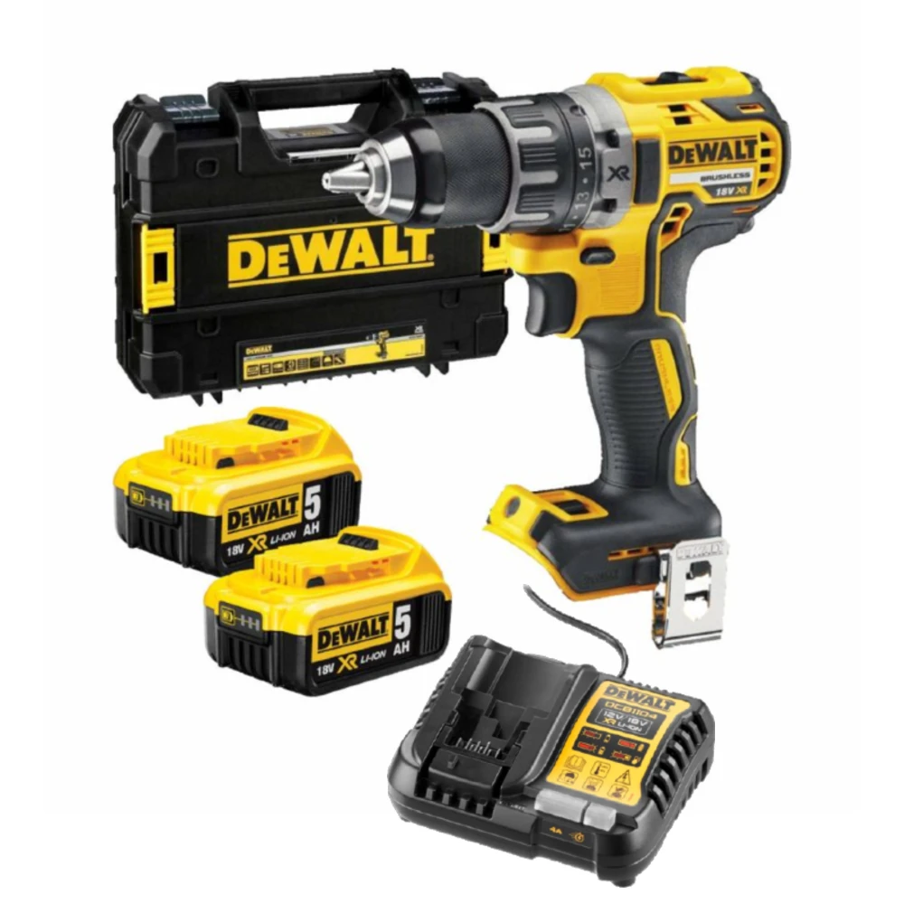 DeWALT DCD791P2 18V XR Brushless Compact Drill Driver, 2 x 5Ah Batteries, Charger & Tstak Case