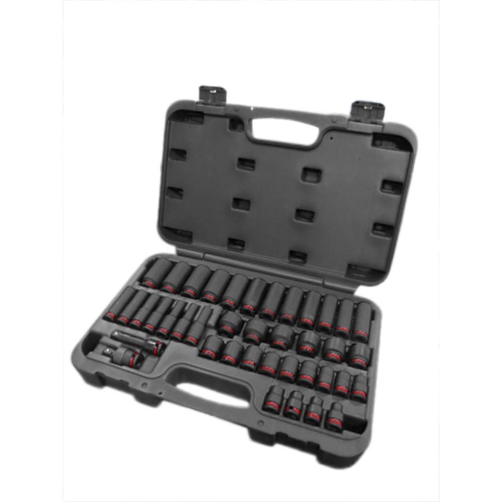 Powerhand 3/8" Impact Socket Set 6-24mm Shallow and Deep + UJ + Ext in Plastic Case