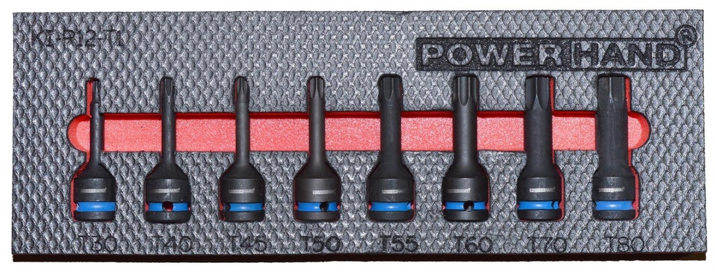 POWERHAND 1/2" Torx Impact Socket Set in EVA Foam T30-80