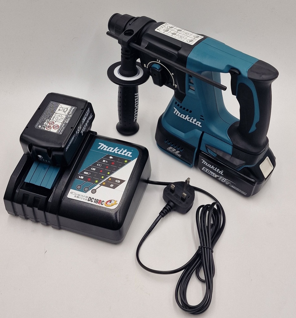 Makita DHR242 18V LXT SDS+ Brushless Rotary Hammer Drill with 2x 5Ah battery and Charger