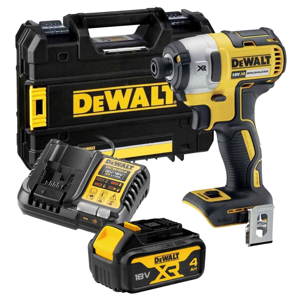 DeWALT DCF887M1 18V XR Brushless Impact Driver – 1 x 4.0Ah Battery, Charger & Case