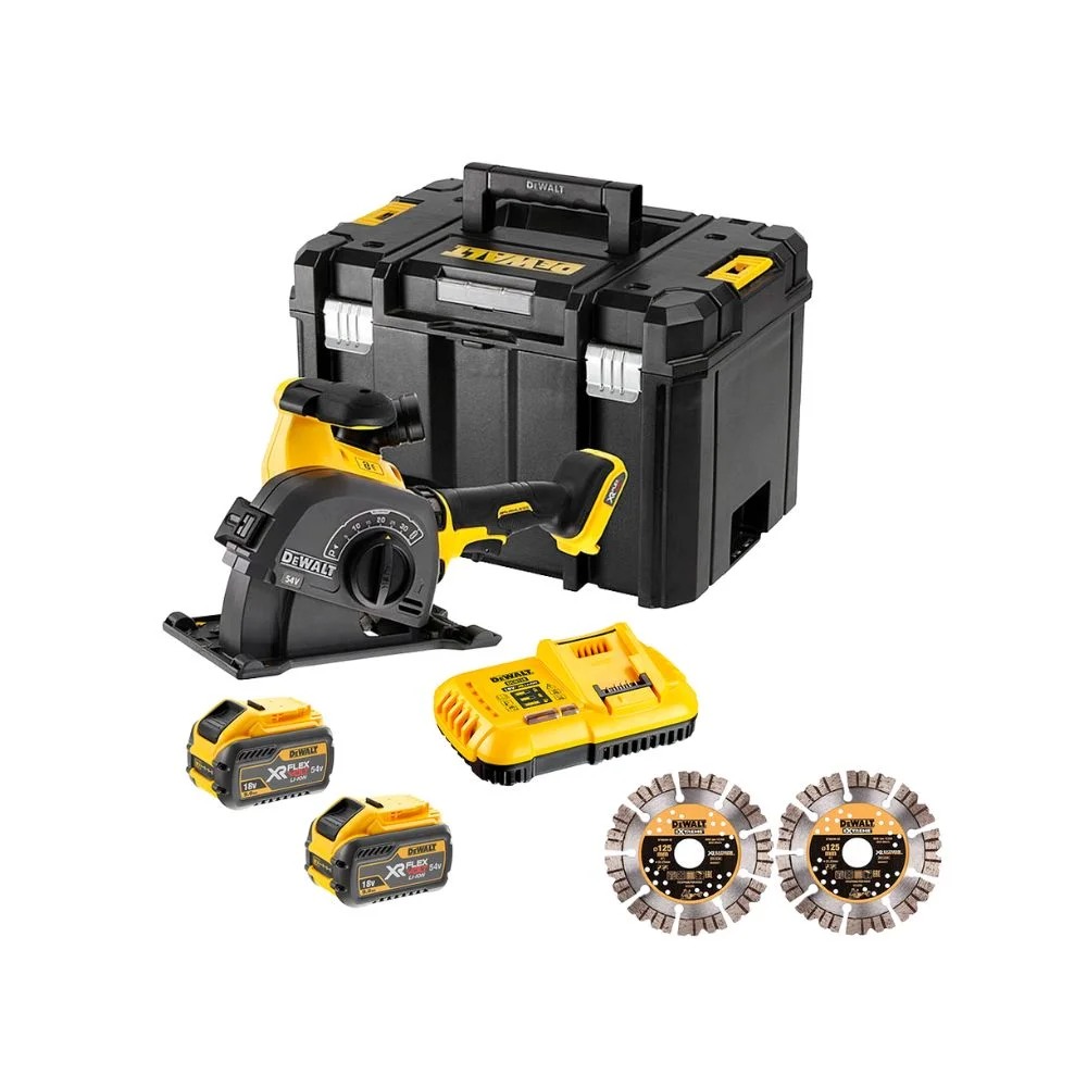 DeWALT DCG200X2 54V XR Flexvolt Wall Chaser 2x 9.0Ah Batteries Charger Case Disc