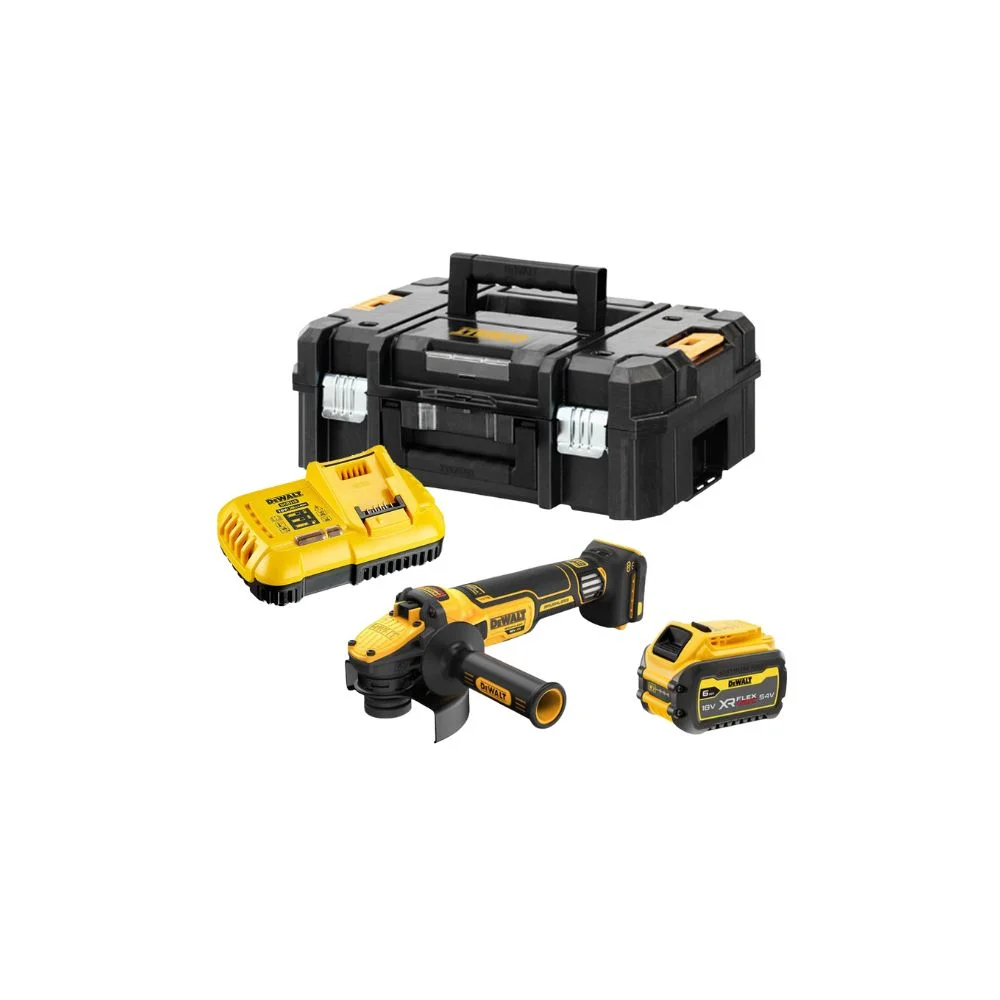 DeWALT DCG409VST1 18V XR 125mm Variable Speed Angle Grinder – 1x 6.0Ah FlexVolt Battery, Charger & TSTAK II Case