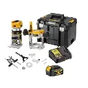 DeWALT DCW604M1 18V XR Brushless 1/4" Router Trimmer Kit with 1x4Ah Battery, Charger and TSTAK Case 