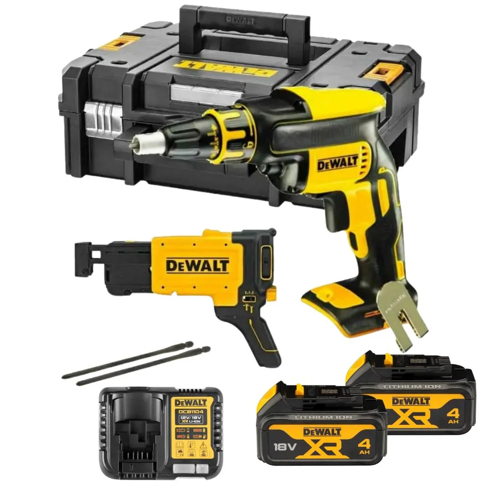DeWALT DCF620M2K 18V XR Li-Ion Brushless Collated Drywall Screwgun Autofeed With 2x4Ah Batteries, Charger & Case