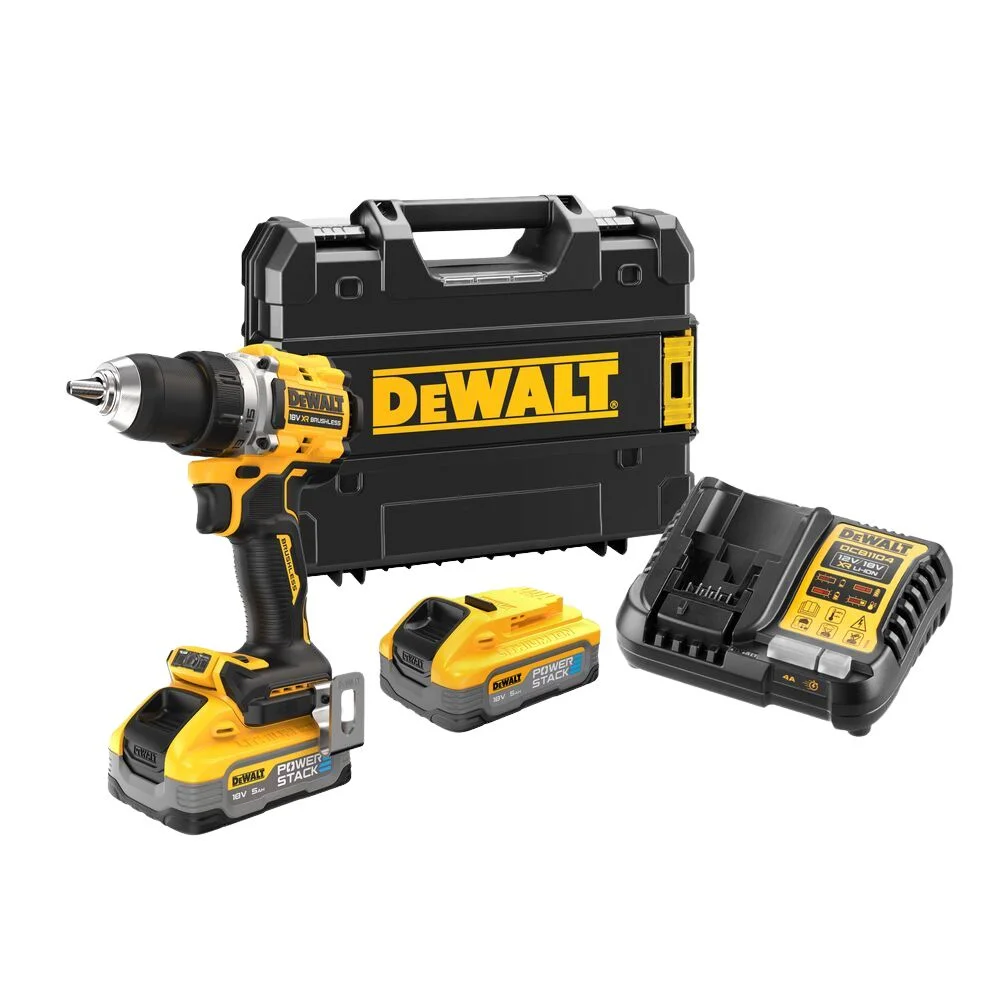 DeWALT DCD800H2T Cordless Drill Driver XR 18V Li-Ion - 2 x 5Ah PowerStack Batteries, Charger & TSTAK Case