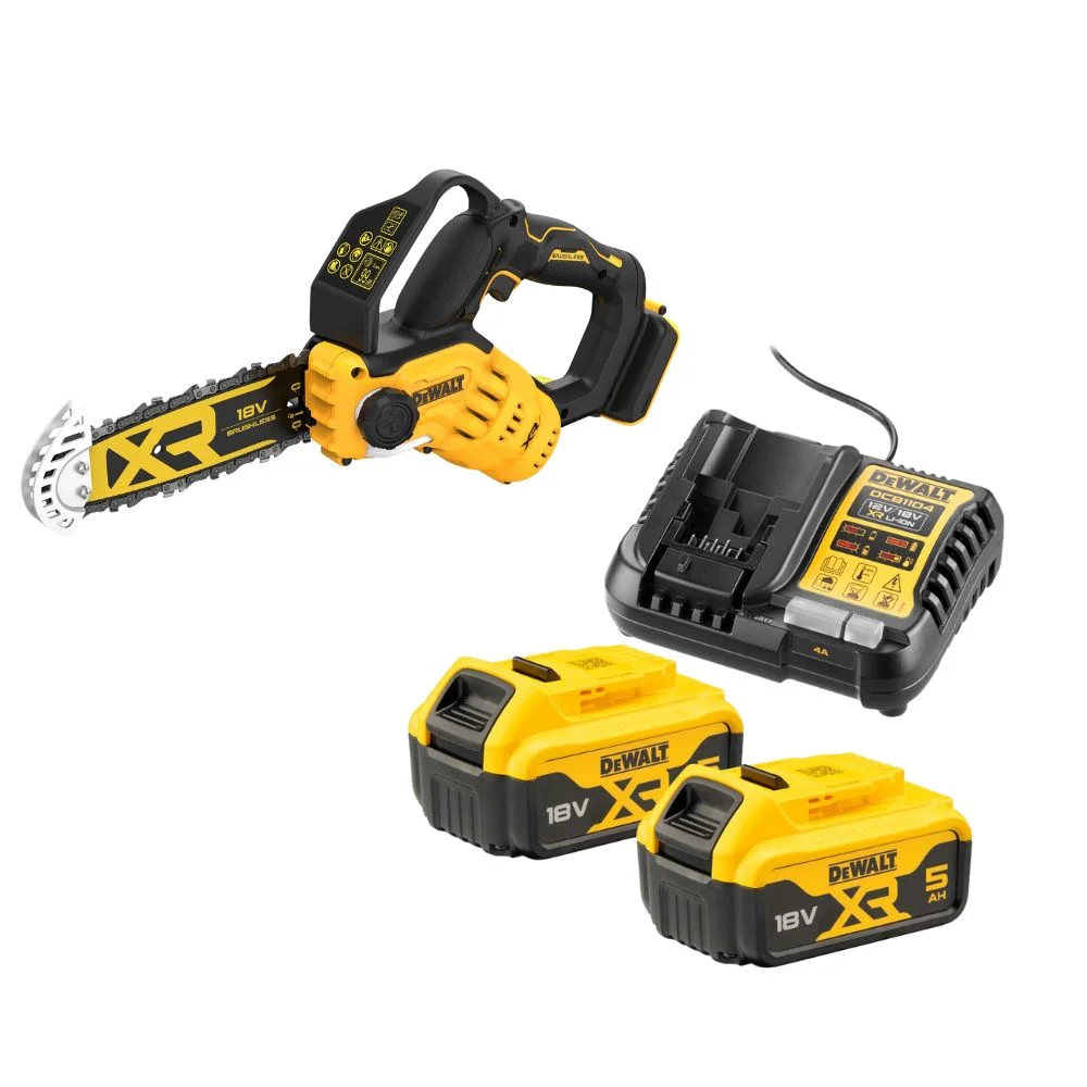 DeWALT DCMPS520P2 18V XR 20cm Cordless Brushless Pruning Saw - 1 Handed Chainsaw Kit