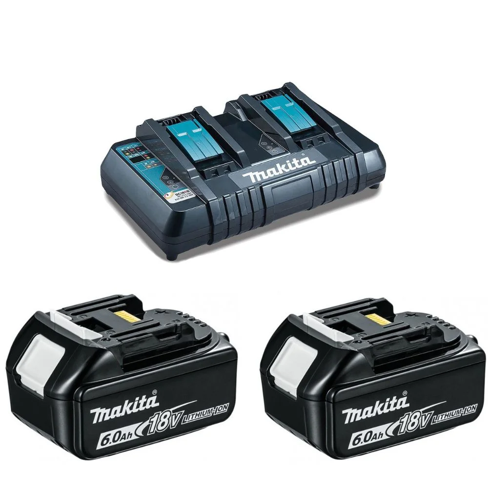 Makita DC18RD 18V Twin Charger + 2 x BL1860B 6.0Ah LXT Lithium-Ion Batteries