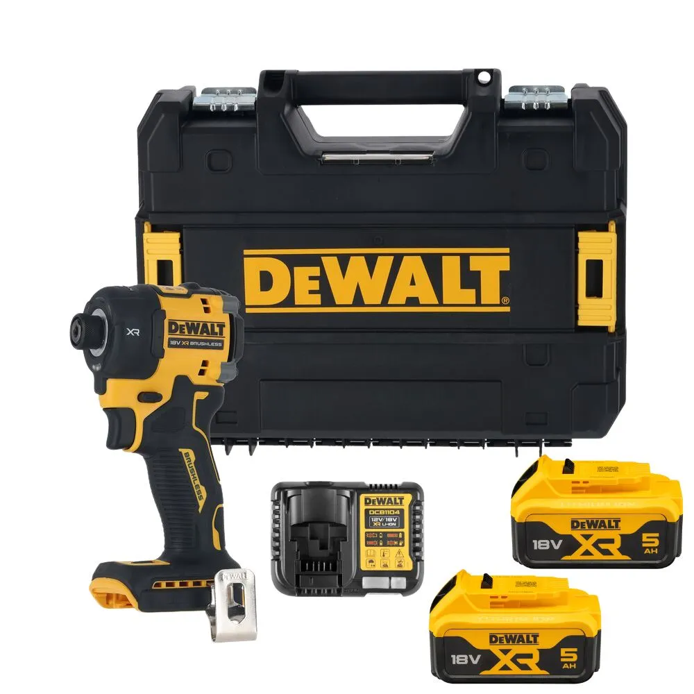 DeWALT DCF870P2 18V XR Brushless Hydraulic Impact Driver With 2x5Ah Batteries, Charger and Case