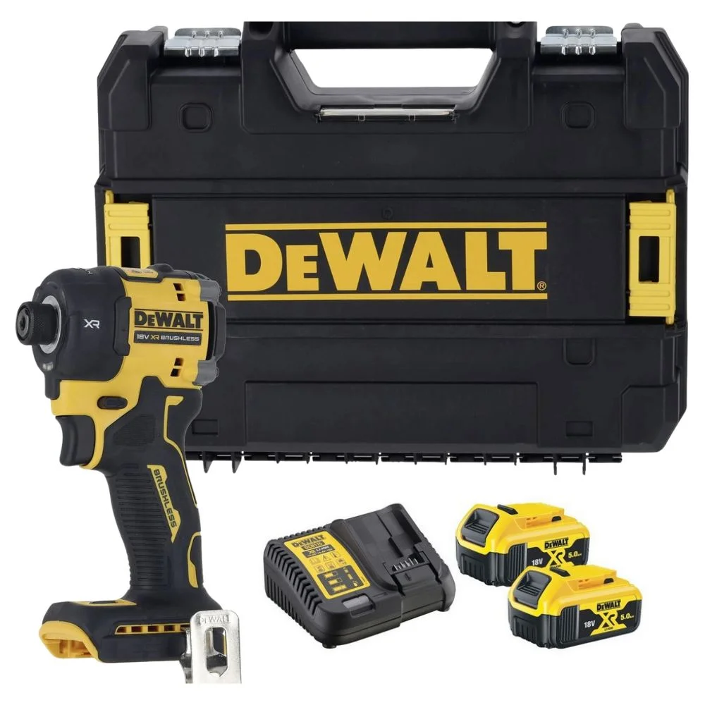 DeWALT DCF870P2 18V XR Brushless Hydraulic Impact Driver With 2x5Ah Batteries, Charger and Case