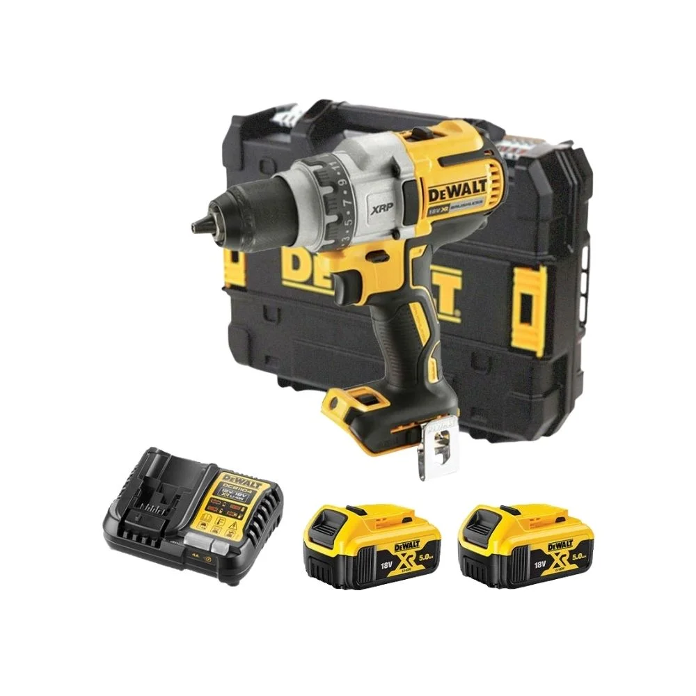 DeWALT DCD991P2 18V XR Brushless Premium Drill Driver – 2x 5Ah Batteries, Charger & Tstak Case