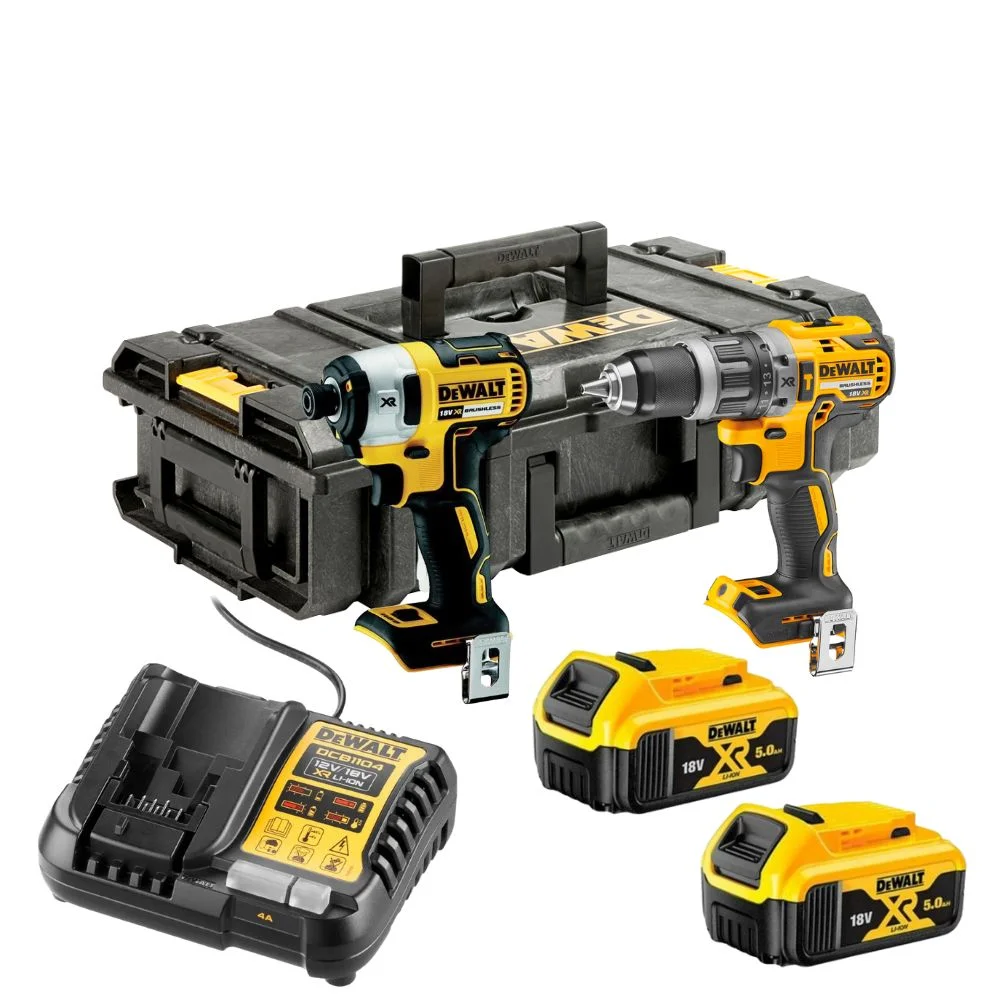 DeWALT DCK266P2 Combi Drill And Impact Driver XR 18v Brushless Kit Witih 2 x 5.0Ah Batts , Charger & DS150 Case