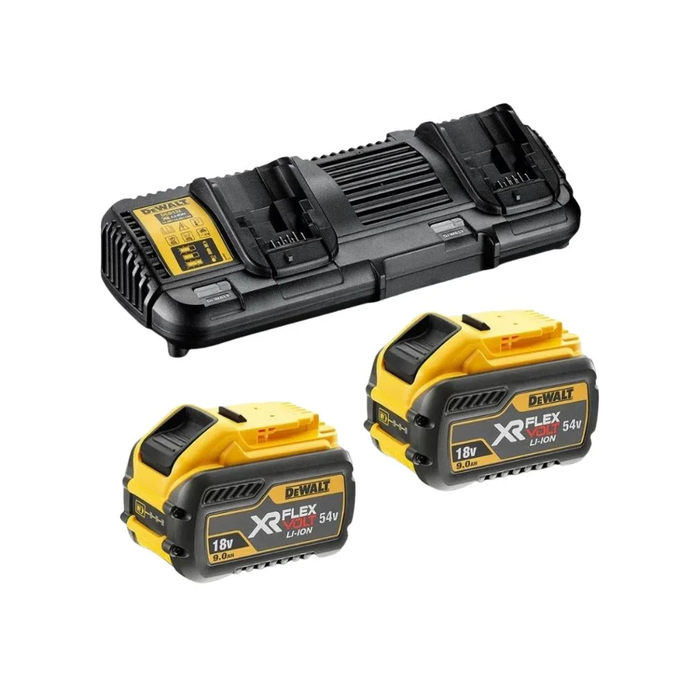 DeWALT DCB132X2 XR FLEXVOLT Charger with 2 x 9Ah Li-ion FLEXVOLT Batteries