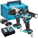 Makita DLX2549TJ 18V LXT 2 Piece Combo Kit - DHP492Z Combi Drill, DTD173Z Impact Driver, 2x5Ah Batteries, Charger & MAKPAC 3