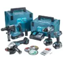 Makita DLX4195JX1 18V LXT Cordless 4 Piece Tool Kit with 3x5Ah Batteries, Charger & Cases