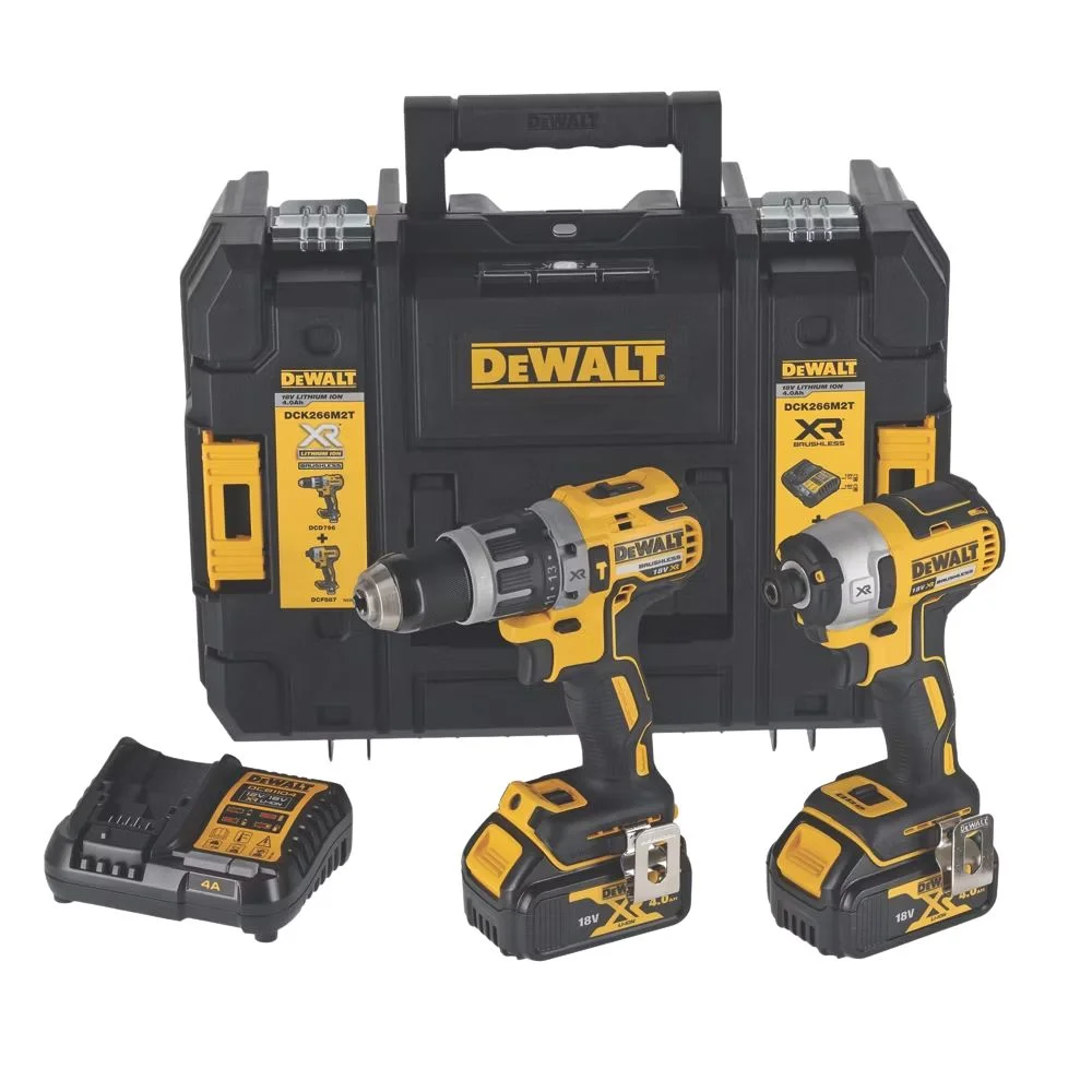 DeWALT DCK266M2T 18V Brushless Combi and Driver Twin Kit + 2 x 4.0Ah Batteries