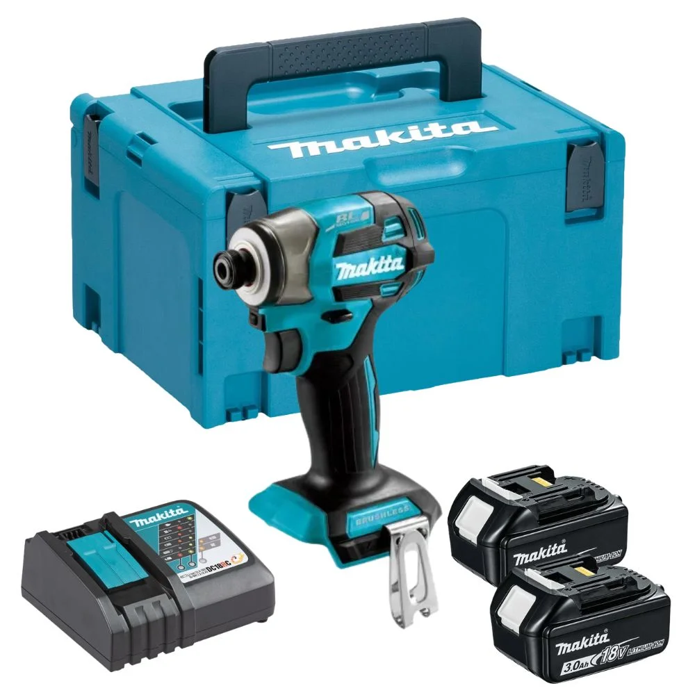 Makita DTD173RFJ 18V LXT Brushless Impact Driver – 2x3Ah Batteries, Charger & MAKPAC 3 Case
