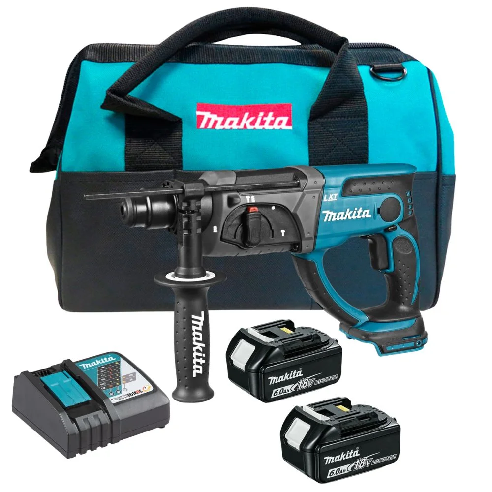 Makita DHR202Z 18V SDS+ Rotary Hammer Drill with 2 x 6Ah Battery,Charger in Tool Bag