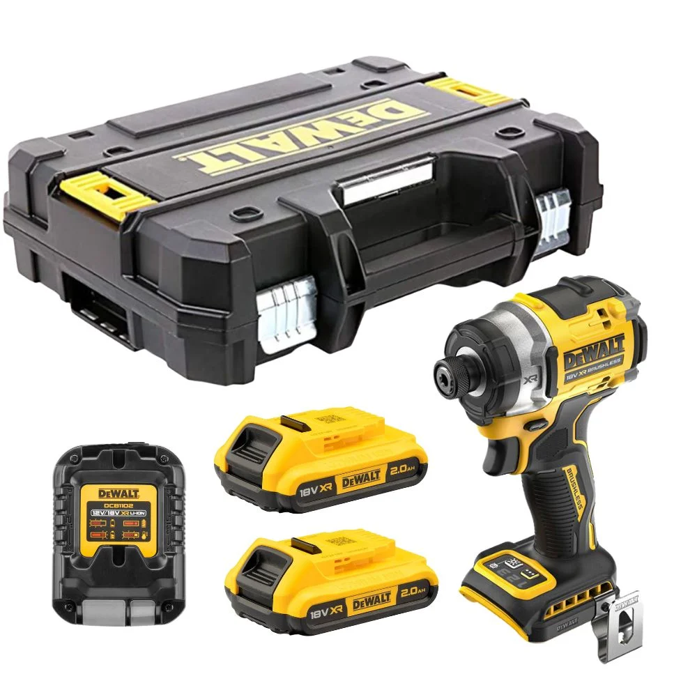 DeWALT DCF860D2T XR 18V Impact Driver with 2 x 2.0Ah Batteries, Charger & TSTAK Case 