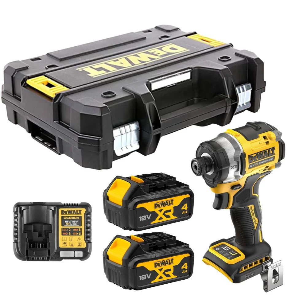 DeWALT DCF860M2T XR 18V Impact Driver with 2 x 4.0Ah Batteries, Charger & TSTAK Case 