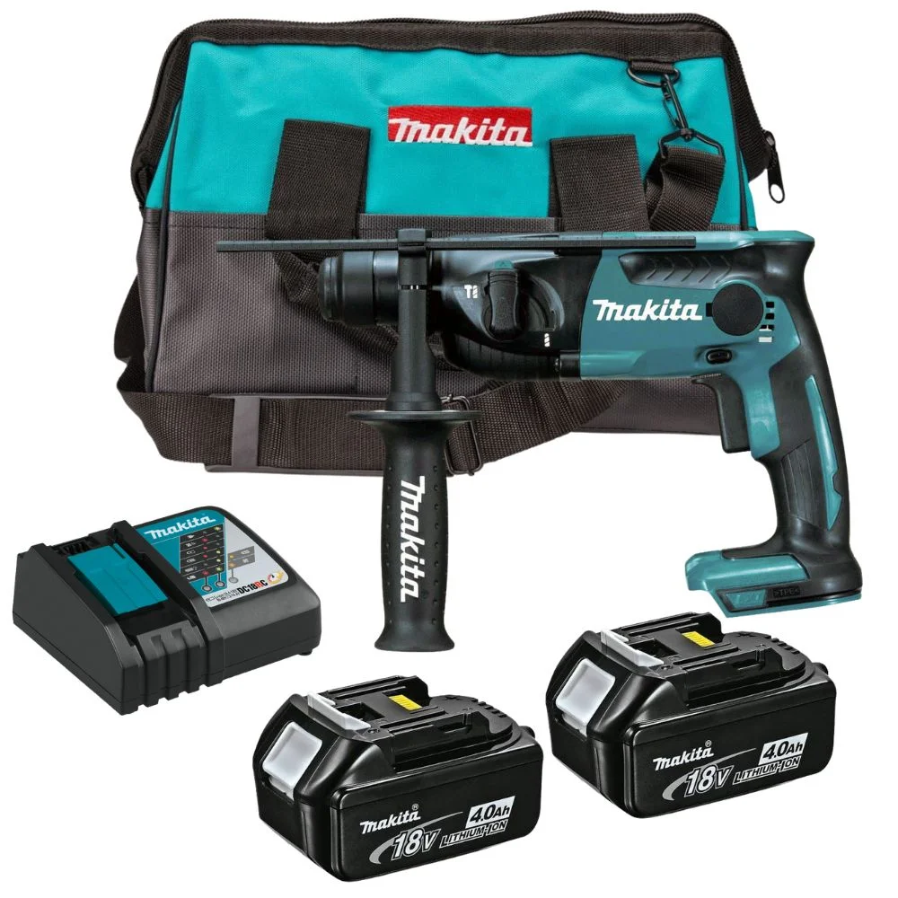 Makita DHR165RMJ 18V LXT SDS+ Rotary Hammer Drill - 2 x 4.0Ah Batteries, Charger & Tool Bag