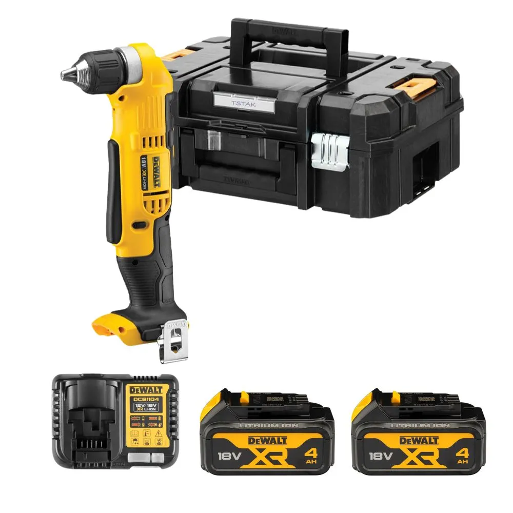 DeWALT DCD740M2 18V XR Cordless Right Angle Drill Kit – 2 × 4.0Ah Batteries, Charger & Case