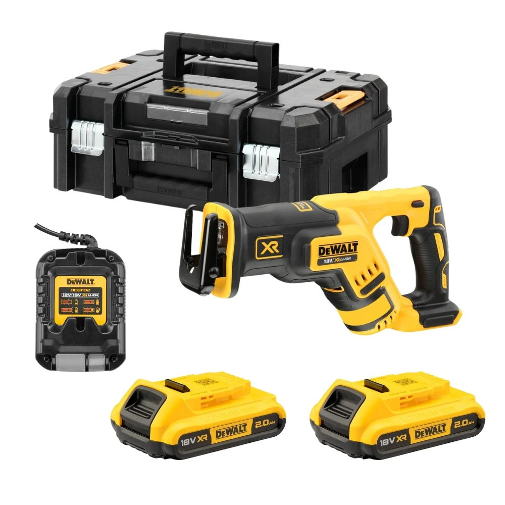 DeWALT DCS367D2 18V XR Compact Brushless Reciprocating Saw Kit – 2 x 2.0Ah Batteries, Charger & TSTAK Case