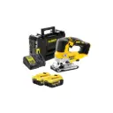 DeWALT DCS334P2 Cordless 18V XR Brushless Top Handle Jigsaw With 2x5Ah Batteries, Charger & Case
