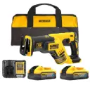 DeWALT DCS367H2 18V XR Brushless Reciprocating Saw - 2 x 5Ah Power Stack Batteries, Charger & TSTAK II Case