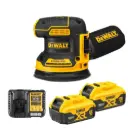 DeWALT DCW210N 18V Brushless 125mm Random Orbital Sander with 2 x 5.0Ah DCB184 Batteries & DCB1104 Charger 