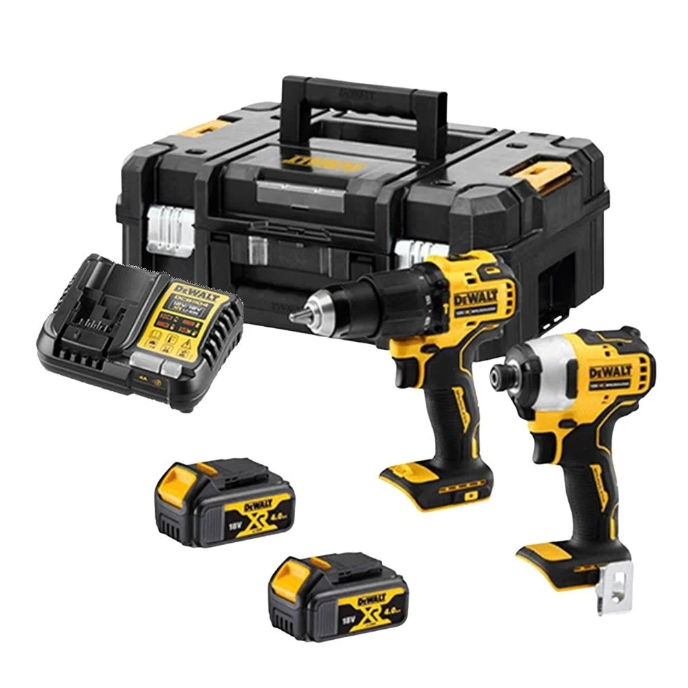 DeWALT DCK2062M2T 18V XR Brushless Twin Kit - 2x 4Ah Batteries, Charger & Tstak II Case