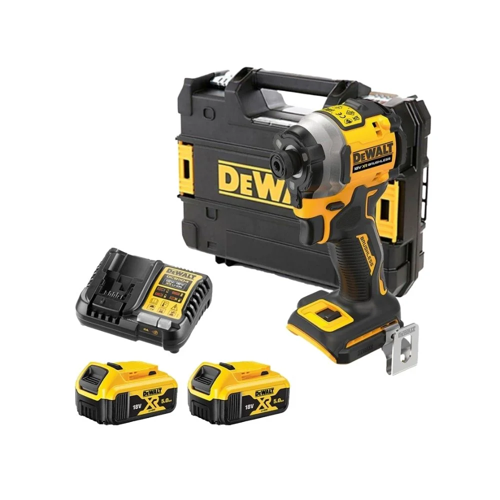 DeWALT DCF850P2T 18V XR Ultra Compact Brushless Impact Driver, 2 x 5Ah Batteries, Charger & TSTAK Case