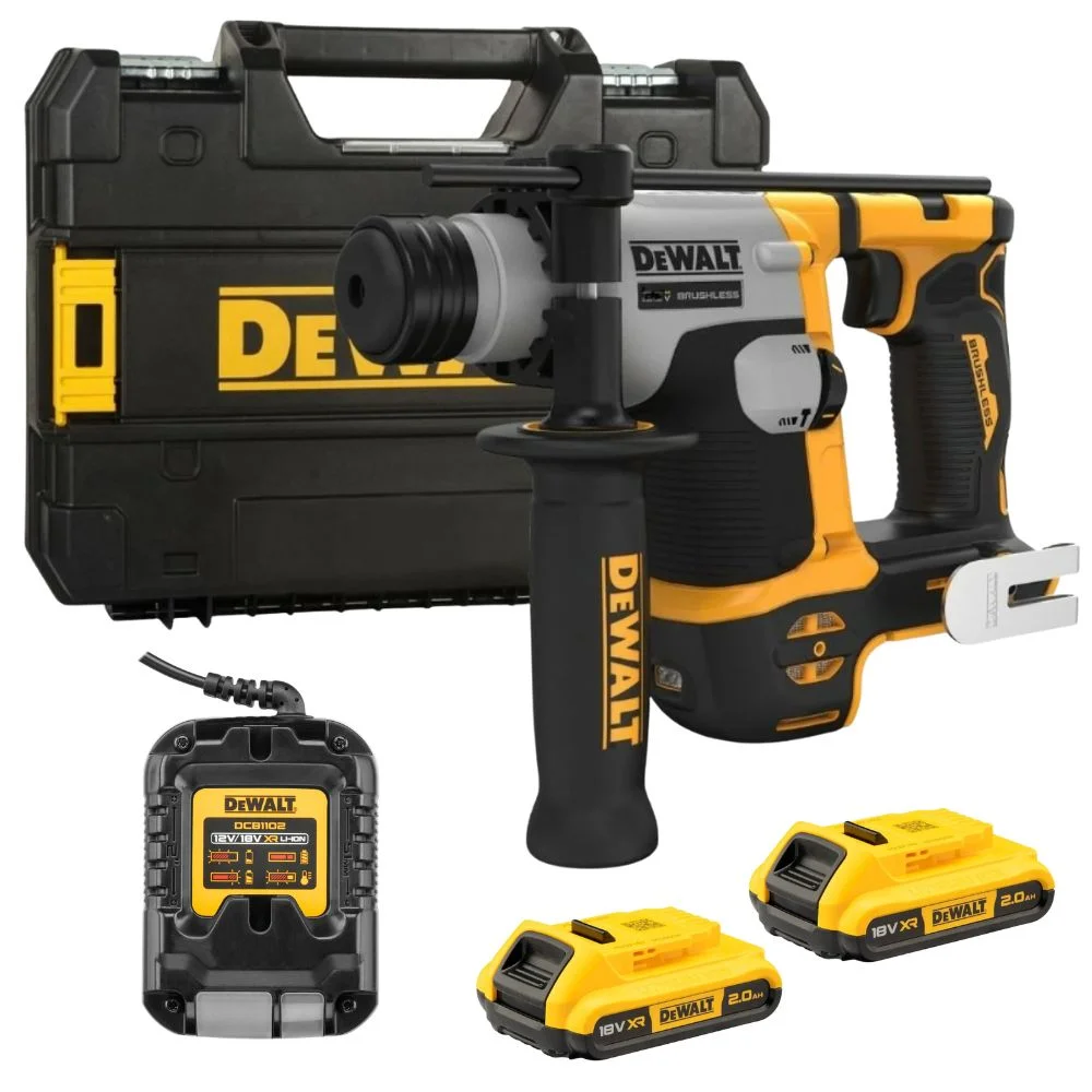 DeWALT DCH172D2-GB 18V XR Cordless Brushless Ultra Compact SDS+ Rotary Hammer Drill With 2x2Ah Batts, Charger & Case
