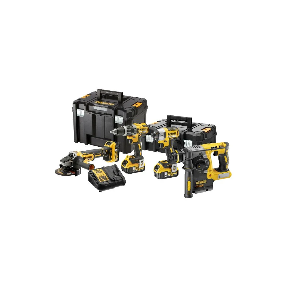 DeWALT DCK422P3T 18V XR Brushless Combo Kit - 4pcs. with 3x 5.0Ah Batteries, Charger & 2x TSTAK Carrying Cases