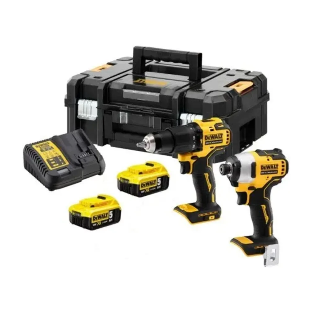 DeWALT DCK2062P2T 18V XR Brushless Twin Kit - 2x 5Ah Batteries, Charger & Tstak II Case