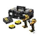 DeWALT DCK2062P2T 18V XR Brushless Twin Kit - 2x 5Ah Batteries, Charger & Tstak II Case
