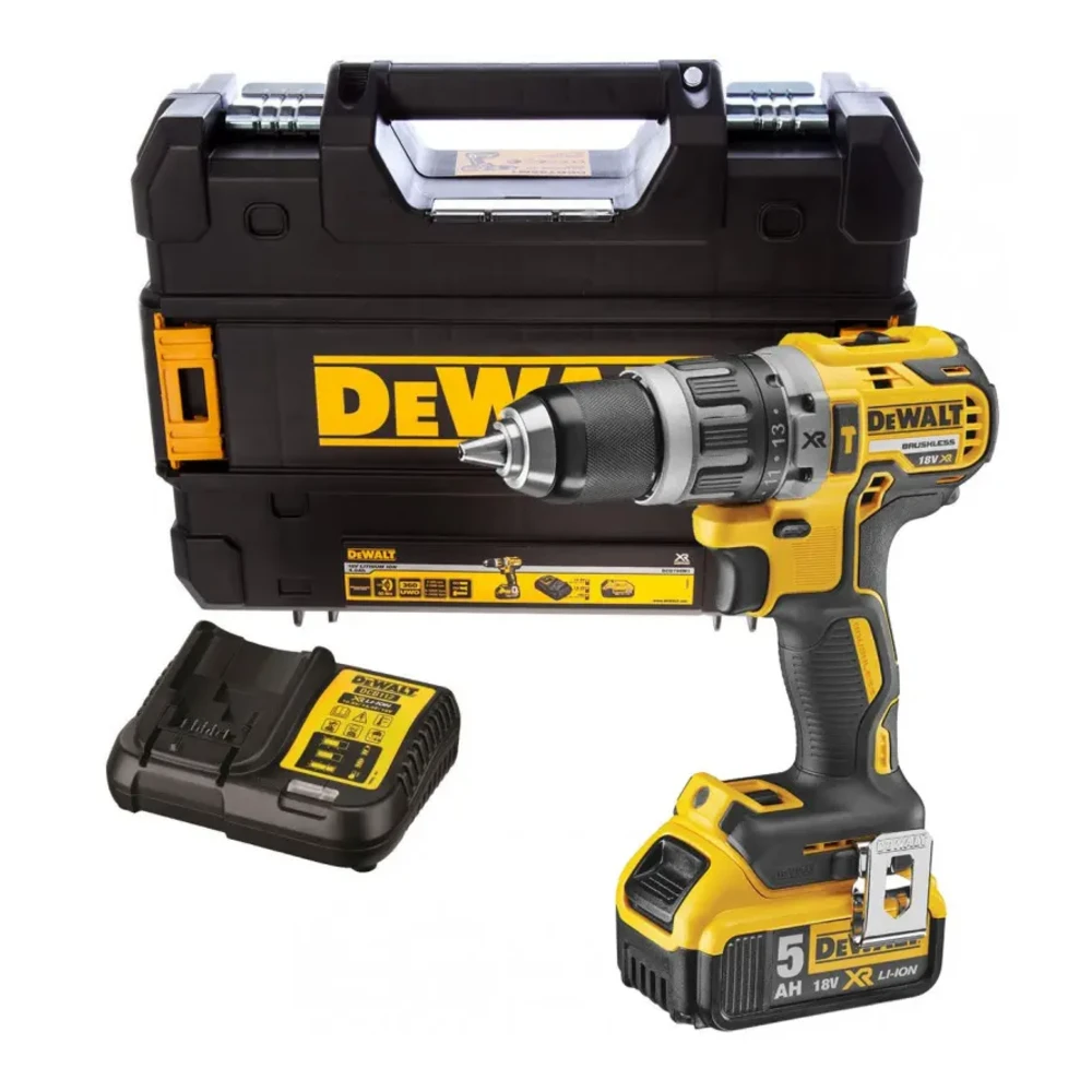 DeWALT DCD796P1 18V XR Brushless Combi Drill 1 x 5Ah DCB184 Battery, Charger, Case 