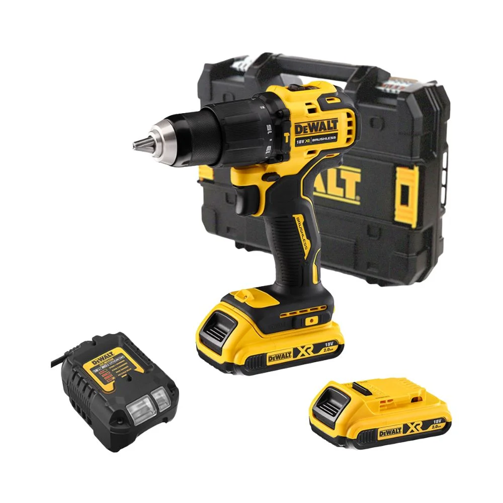 DeWALT DCD709D2T Cordless 18V XR Brushless Compact Combi Drill With 2x 2Ah Batteries, Charger and TSTAK Case