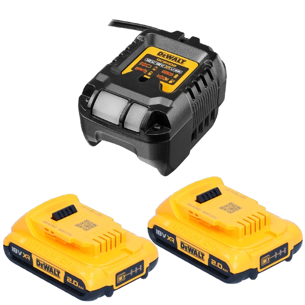 DeWALT DCB1102D2 2 x 2.0Ah 18V XR Li-Ion Batteries and Charger DCB1102 Starter Kit