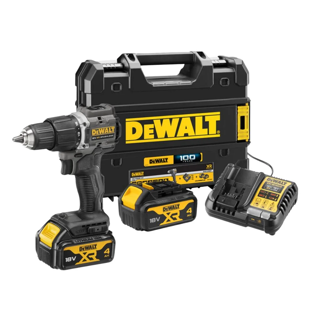 DeWALT DCD100M2T-GB 18V XR Compact Brushless Combi Drill Kit - 2x4.0Ah Batteries, Charger & TSTAK Case