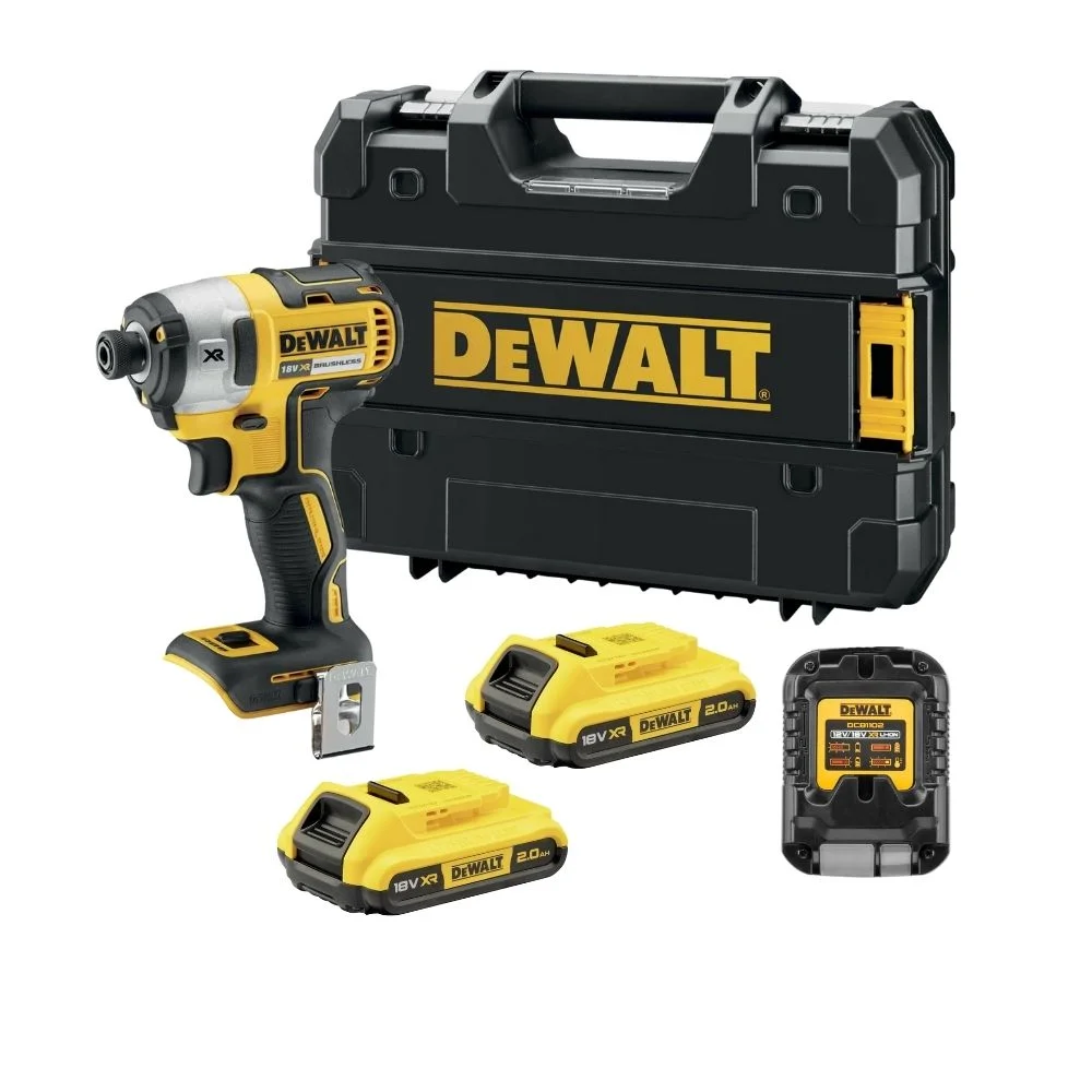 DeWALT DCF887D2 XR Cordless 18V Brushless Impact Driver With 2x2Ah Batts, Charger And Case