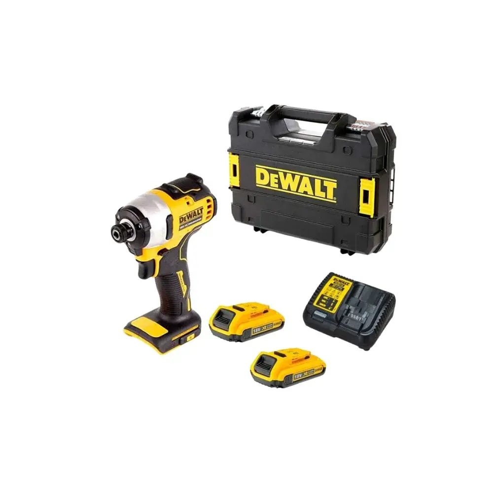 DeWALT DCF809D2T Cordless 18v XR Brushless Compact Impact Driver With 2x 2Ah Batteries, Case And Charger