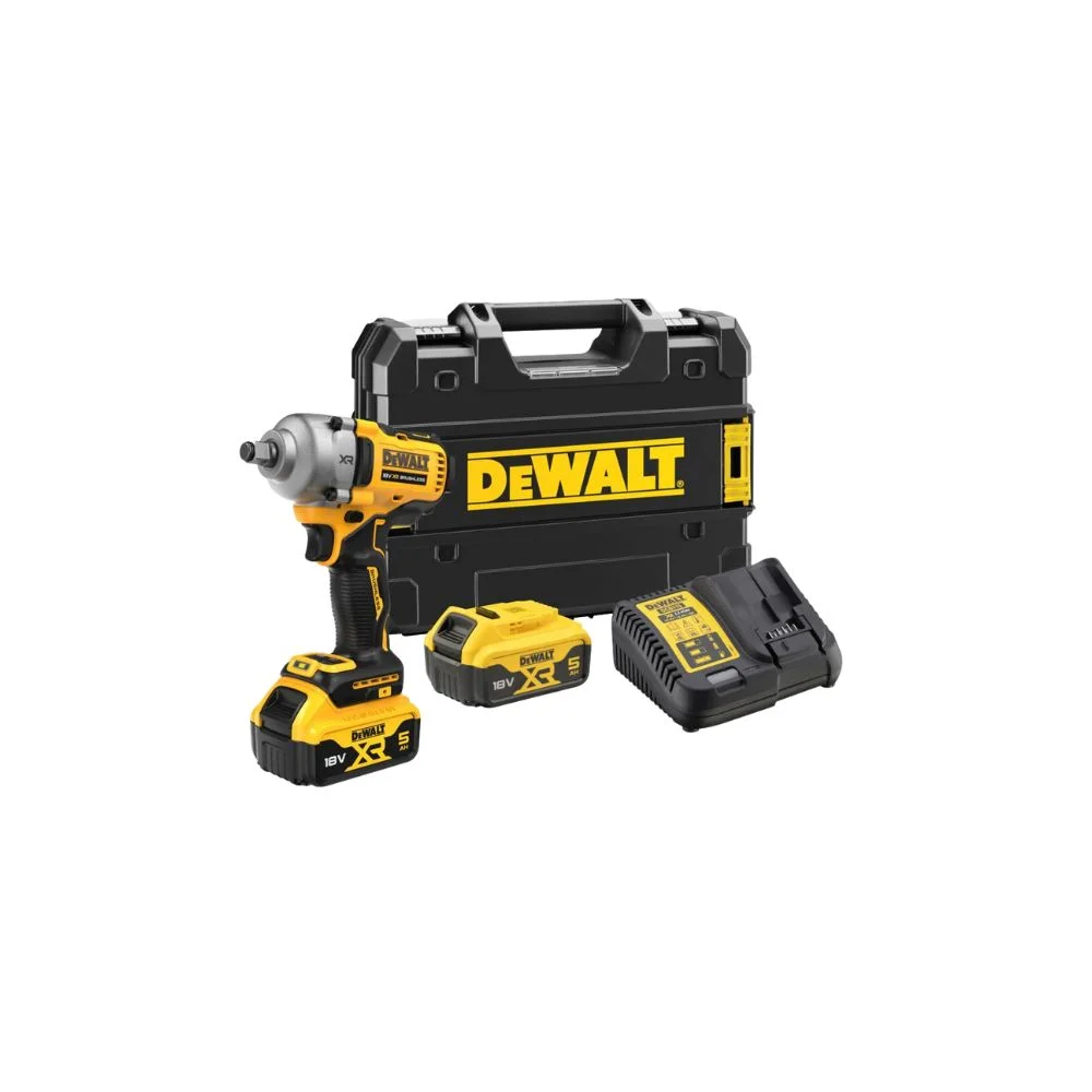 DeWALT DCF891P2T XR 18V Brushless 1/2″ Impact Wrench With 2 x 5Ah Batteries, Charger And Case