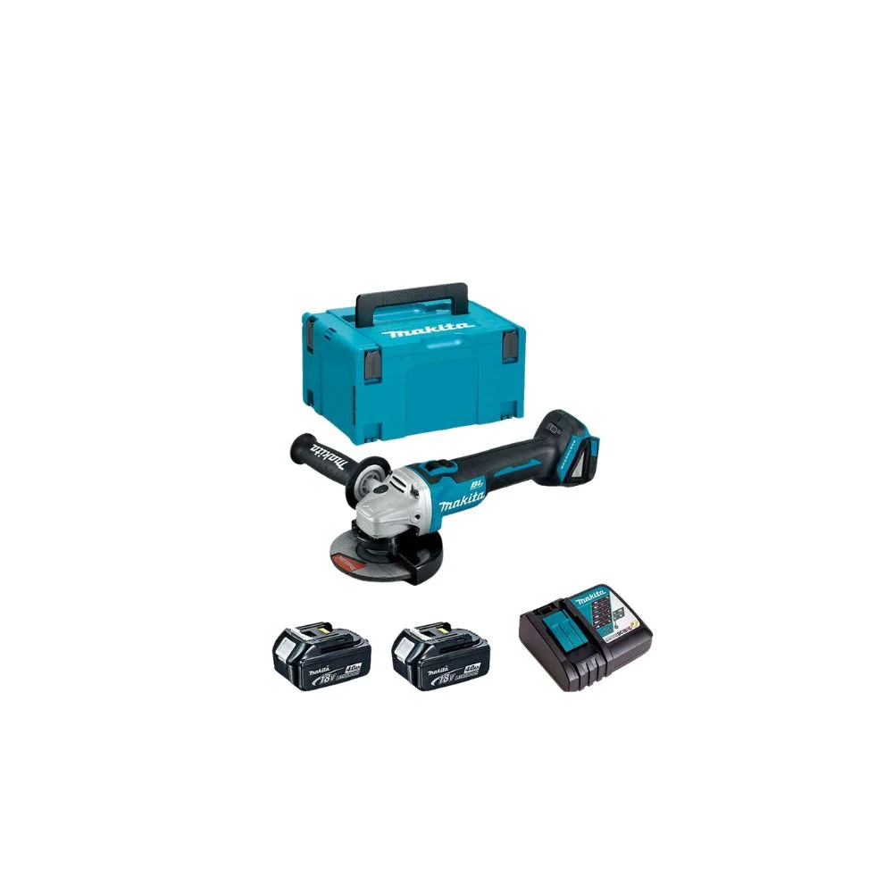Makita DGA504RMJ Cordless 18V Brushless Slide Switch 125mm Angle Grinder With 2x4Ah Batteries, Charger And Carry Case