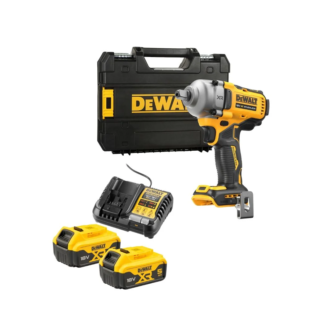DeWALT DCF892P2T 18V XR BL 1/2 Compact High Torque Wrench - 2x5Ah Batts,Charger & TSTAK II Case
