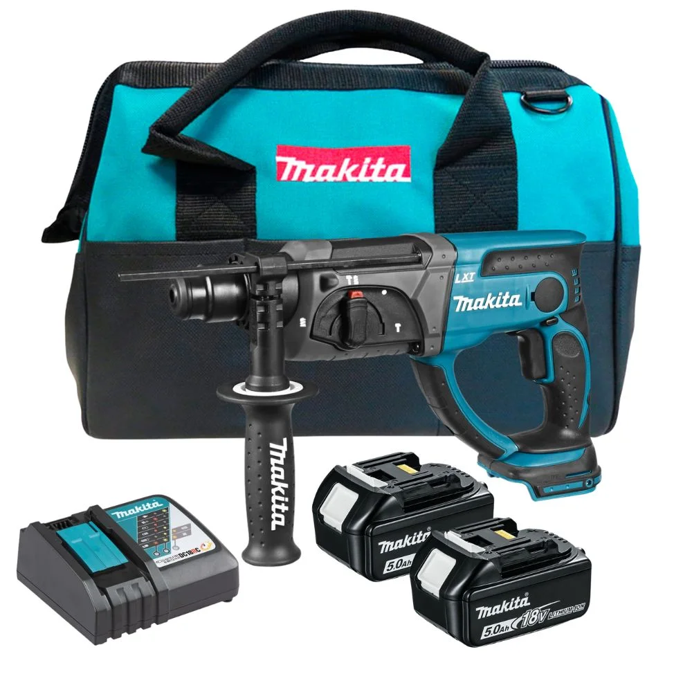 Makita DHR202RTJ Cordless 18V LXT SDS+ Rotary Hammer Drill 2x5Ah Batteries,Charger in Tool Bag