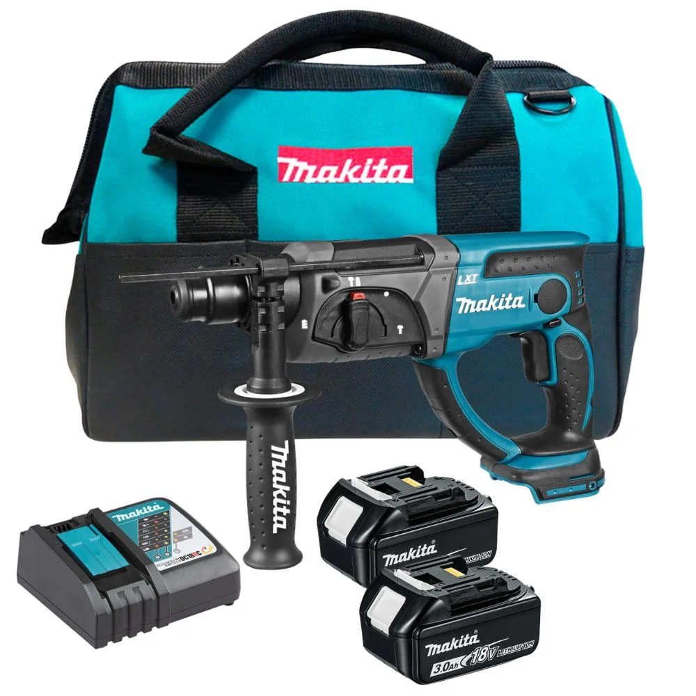 Makita DHR202RFJ 18V LXT SDS+ Rotary Hammer Drill 2x3Ah Batteries,Charger & Tool Bag